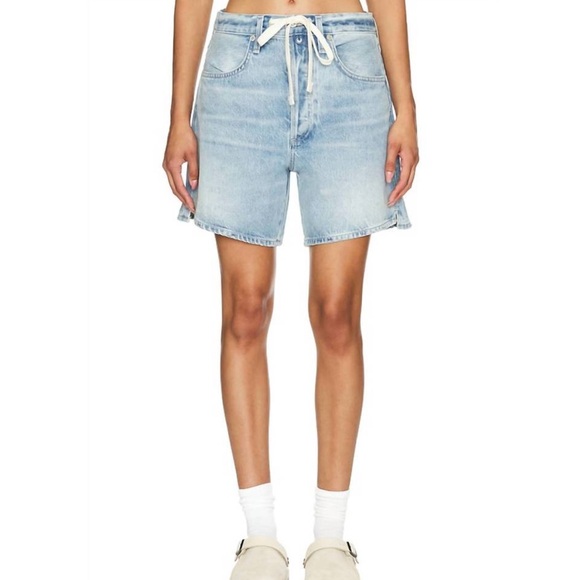 NEW citizens of humanity light blue Brynn denim drawstring shorts - Picture 2 of 5